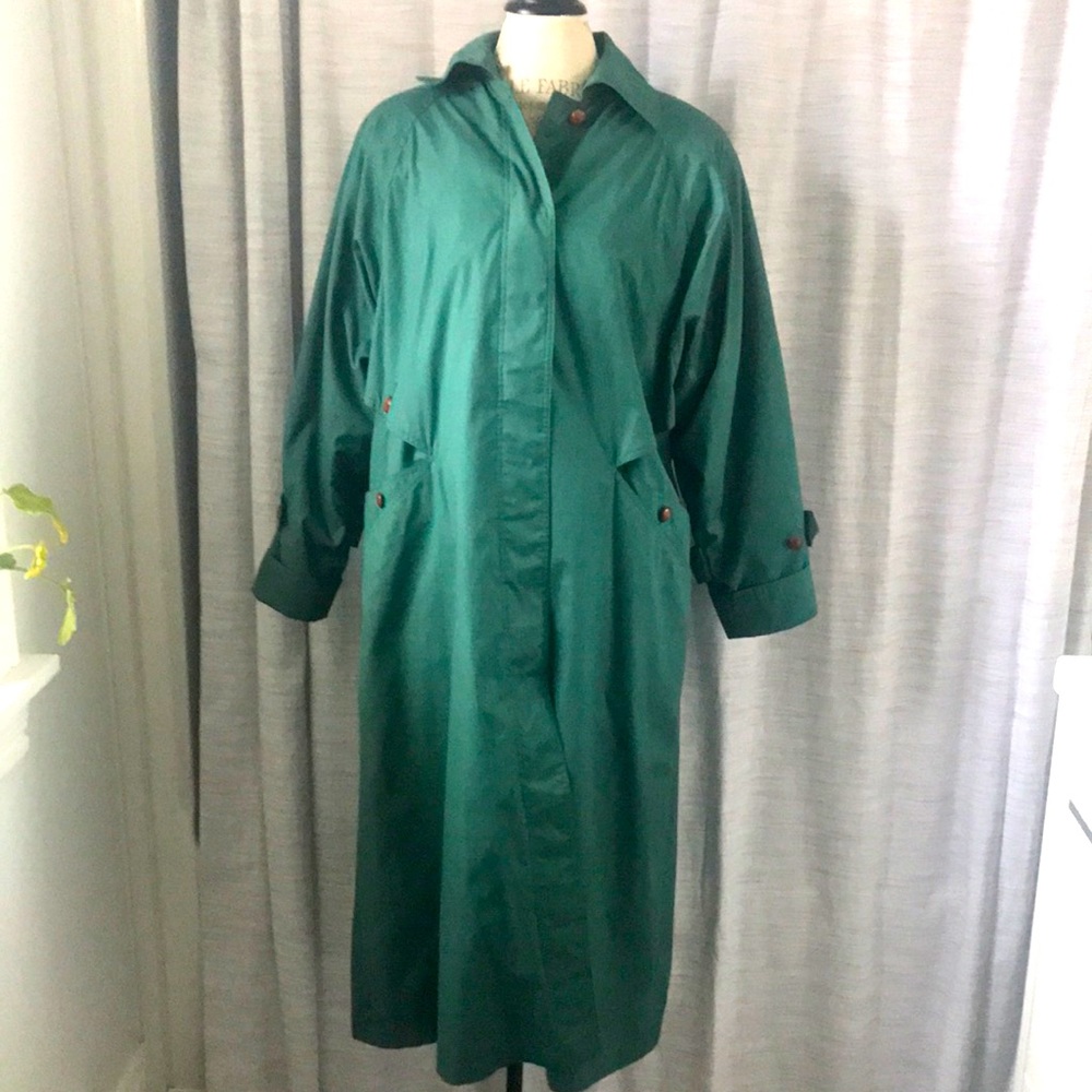 Cyclone Awesome vintage teal trench coat with detachable wool lining